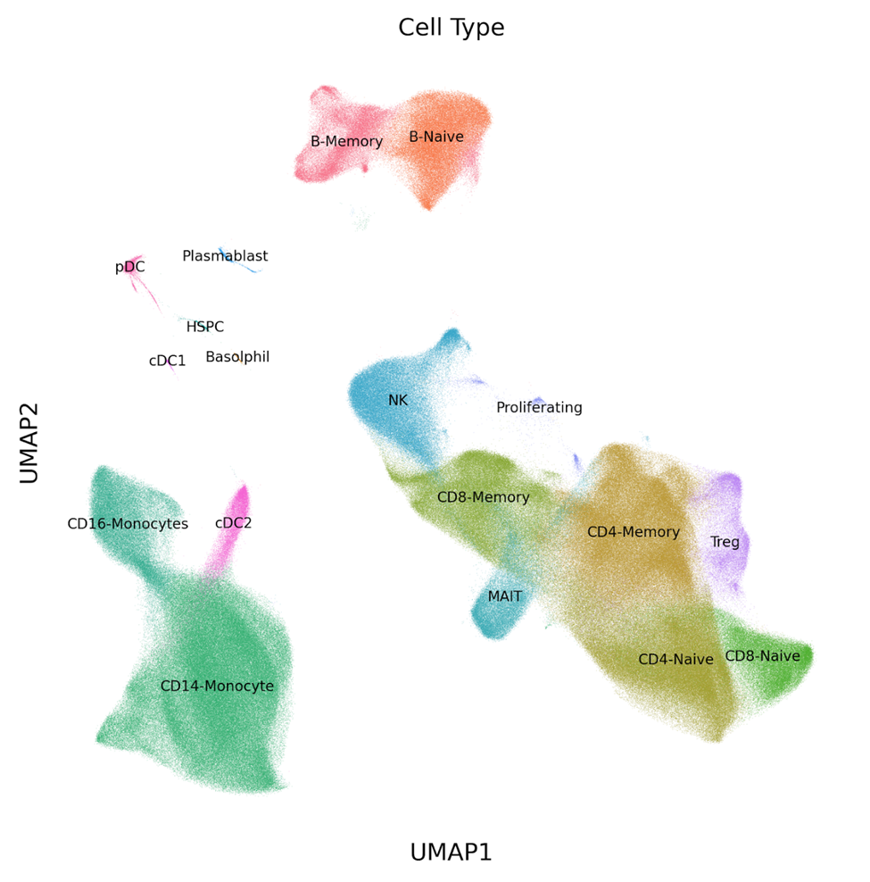 UMAP of 1 million PBMCs analyzed